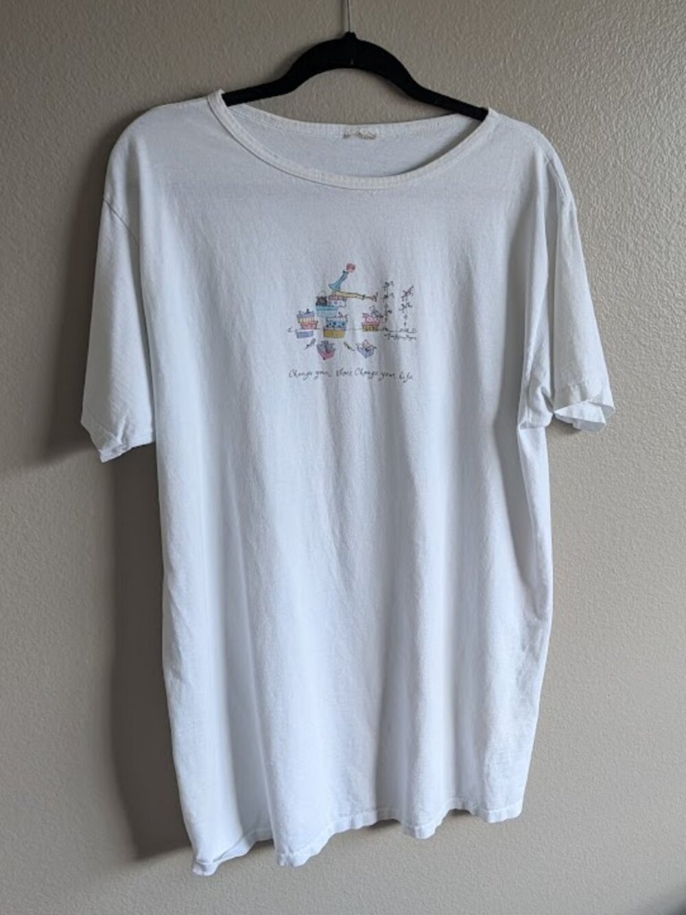 Vintage Anne Keenan Higgins Art Tee Change Your Shoes Change Your Life Oversized